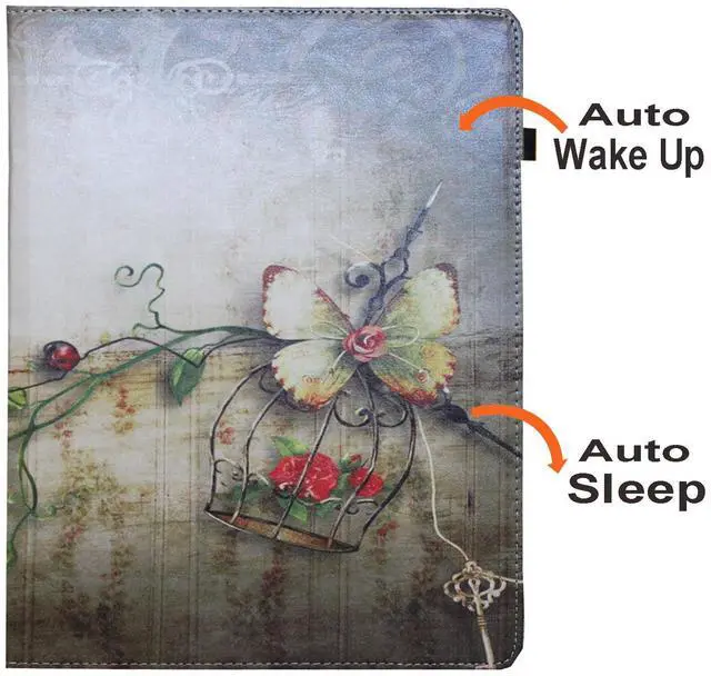 Alt view image 4 of 5 - JYtrend Case for iPad Pro 12.9 6th 5th 4th 3rd Generation, Rotating Stand Smart Cover Auto Wake Up/Sleep Model A2436 A2764 A2437 A2378 A2379 A2461 A2229 A2069 A2232 A1876 A2014 A1895, Butterfly Flower