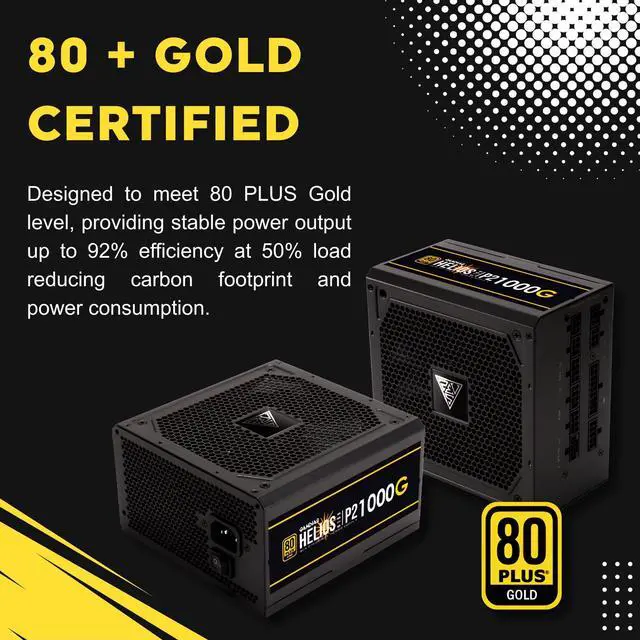 Alt view image 3 of 5 - GAMDIAS PCIe 5.1 & ATX3.1 Gold 1000W Power Supply for GeForce RTX 5000 Series, 1000W Fully Modular ATX 80 Plus Gold Computer PSU for Gaming PC Desktops, Low-Noise Fan, HELIOS P2-1000G
