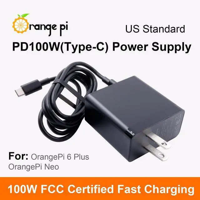 Alt view image 2 of 4 - Orange Pi 100W Type-C Power Supply Adapter for Orange Pi 6 Plus, Multiple Circuit Protection USB C Charger Transformer Compatible 100W Fast Charging, US Standard Plug, Highly Compatible