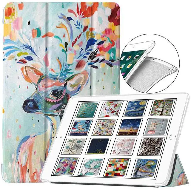 Main image of DuraSafe Cases for iPad 9.7 Inch 5 6 Air 1 2 [iPad 5th 6th Air 1st 2nd ] A1893 A1954 A1822 A1823 A1566 A1567 A1474 A1475 A1476 Printed Smart Soft Silicone Transparent Front & Back Cover - Deer Print