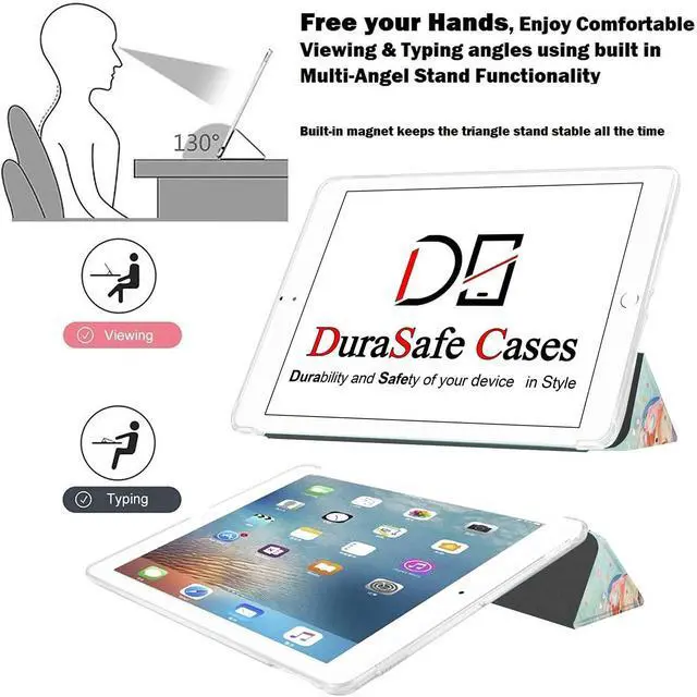 Alt view image 4 of 5 - DuraSafe Cases for iPad 9.7 Inch 5 6 Air 1 2 [iPad 5th 6th Air 1st 2nd ] A1893 A1954 A1822 A1823 A1566 A1567 A1474 A1475 A1476 Printed Smart Soft Silicone Transparent Front & Back Cover - Deer Print