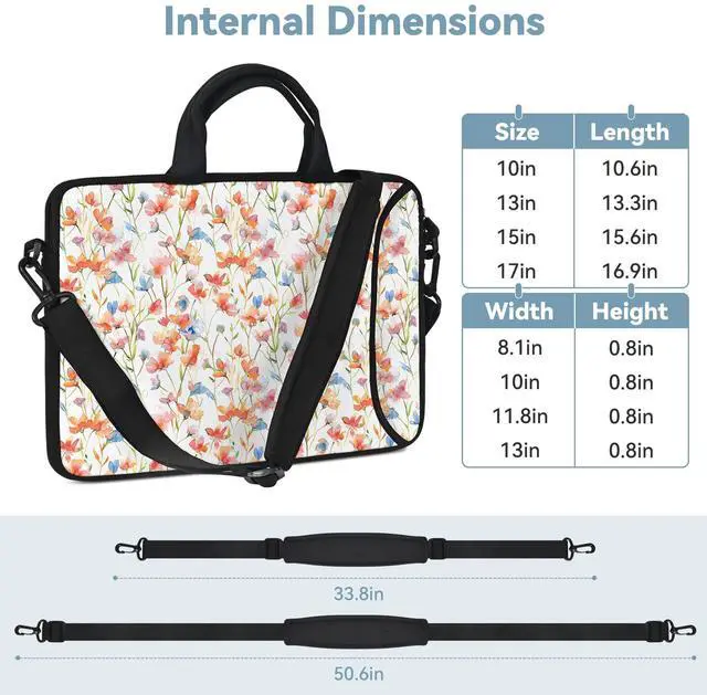 Alt view image 3 of 5 - RICHEN 17 inch Laptop Shoulder Bag Carrying Case with Handle Fits 15.6/16/17/17.3/17.4 inch Laptop Notebook (Flowers1, 16-17.3 inch)