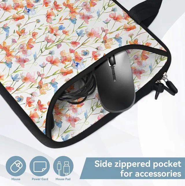 Alt view image 4 of 5 - RICHEN 17 inch Laptop Shoulder Bag Carrying Case with Handle Fits 15.6/16/17/17.3/17.4 inch Laptop Notebook (Flowers1, 16-17.3 inch)