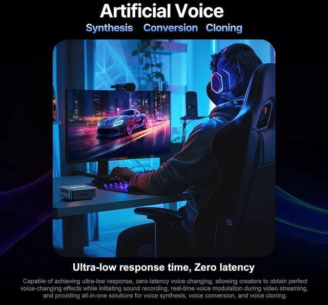 Alt view image 5 of 5 - ACEMAGIC Mini Gaming PC Ultra 7 155H (16C/22T, up to 4.8GHz), 32GB DDR5 RAM 1TB SSD, TDP 65W, AI Boost, Supports ray tracing, XeSS Technology, WiFi 7/BT5.4/Type-C/Dual Fans AI Mini PC