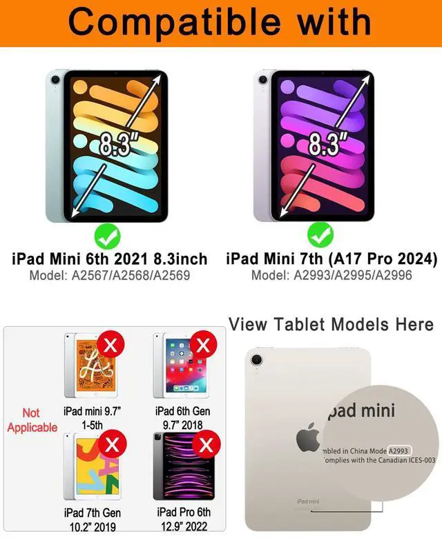 Alt view image 2 of 5 - EAMPANG Case with Keyboard Mouse for iPad mini 7th(A17 Pro,2024)/6th Generation 8.3 inch,7 Color Rainbow Backlight Detachable USB-C Keyboard Magnetic Case with Pen Slot for iPad mini 6 7 -Purple