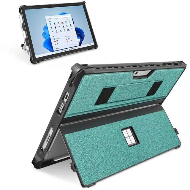 Main image of Case for 12.3" Microsoft Surface Pro 7+/7/6/5/4/Pro LTE Protective Rugged Cover Case, with Stylus Pen Holder and Hand Strap, Compatible with Type Cover Keyboard, Cyan