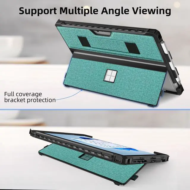 Alt view image 5 of 5 - Case for 12.3" Microsoft Surface Pro 7+/7/6/5/4/Pro LTE Protective Rugged Cover Case, with Stylus Pen Holder and Hand Strap, Compatible with Type Cover Keyboard, Cyan