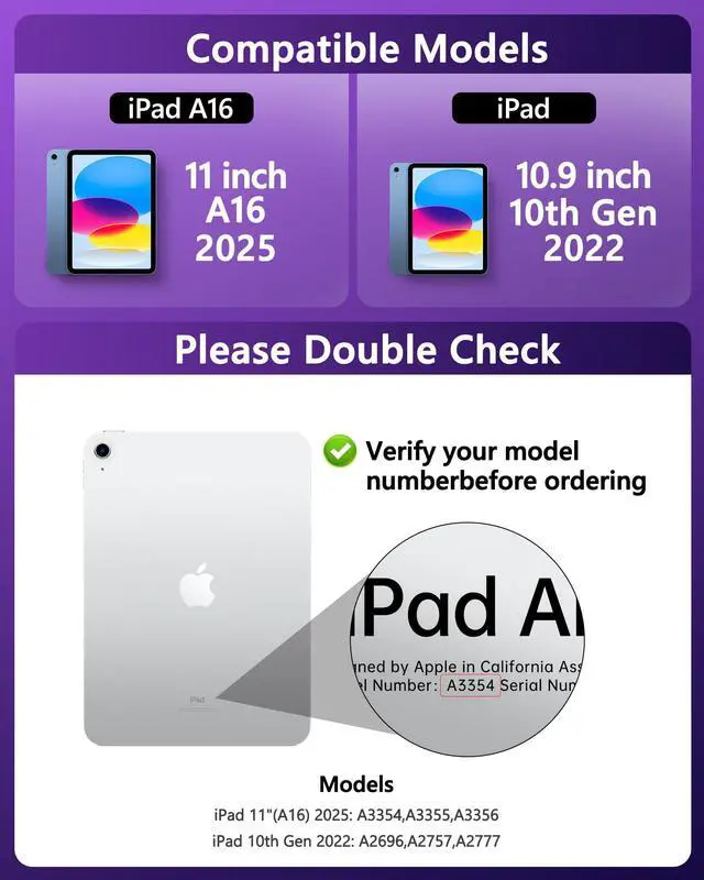 Alt view image 2 of 5 - Auupgo Transparent Keyboard Case with Trackpad for iPad 11th Gen A16 (2025) & 10th Gen 10.9" (2022), 7-Color Backlit Wireless Bluetooth Keyboard with 360 Rotating Stand & Pencil Holder, Purple