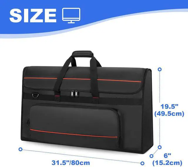 Alt view image 3 of 5 - Trunab Portable Monitor Carrying Case, 27-32 Inch Computer Screen Padded Bag Hold Up to 2 LCD Screens/TVs, Not Compatible with iMac, with Accessories Pocket, PU Bottom, for Travel, Work, Transport