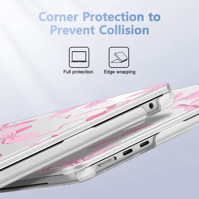 Alt view image 2 of 5 - May Chen [2025 New Pattern] for MacBook Air 13.6 inch Case M2 M3 M4 Chip Model: A2681 A3113 A3240, 2022-2025 Release, Plastic Hard Shell Cover with Screen Protector & Keyboard Skin - Pink Bows