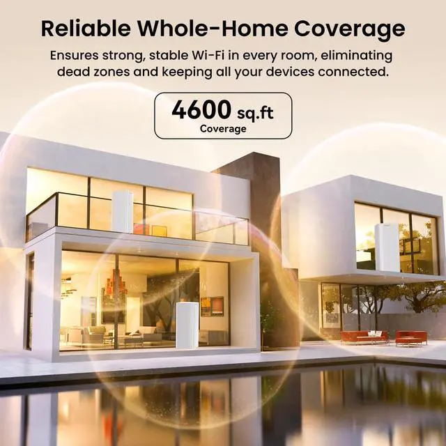 Alt view image 3 of 5 - Tenda BE3600 Dual Band WiFi 7 Mesh Wi-Fi System |Covers Up to 4600 Sq.Ft|3*Full Gigabit Ports|Supports 160+ Devices|Seamless Roaming|VPN,MLO,4K QAM,Internet Backhaul - ME3 Pro (2-Pack)