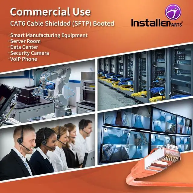 Alt view image 4 of 5 - InstallerParts (10 Pack Ethernet Cable CAT6 Cable Shielded (SSTP/SFTP) Booted 0.5 FT - Orange - Professional Series - 10Gigabit/Sec Network/High Speed Internet Cable, 550MHZ