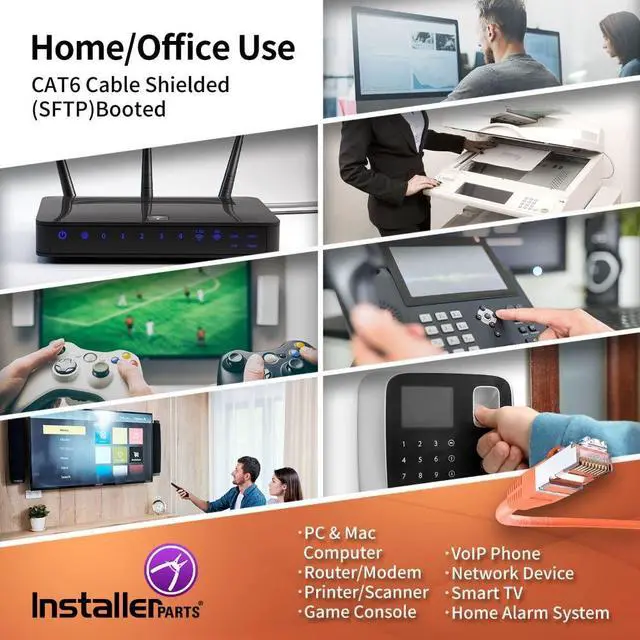 Alt view image 5 of 5 - InstallerParts (10 Pack Ethernet Cable CAT6 Cable Shielded (SSTP/SFTP) Booted 0.5 FT - Orange - Professional Series - 10Gigabit/Sec Network/High Speed Internet Cable, 550MHZ