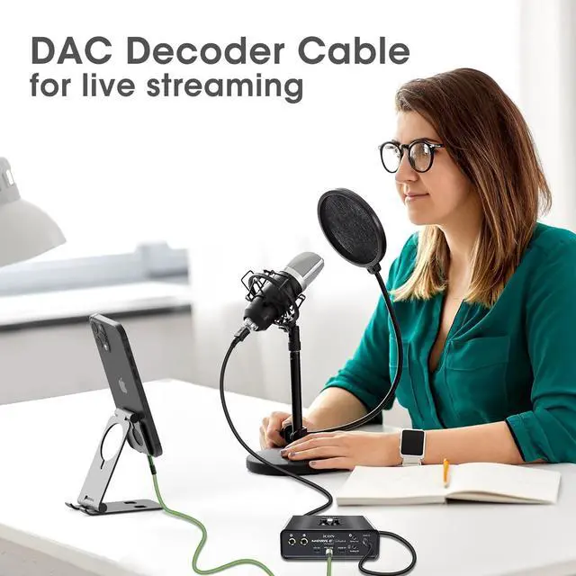 Alt view image 5 of 5 - COOLSELL OTG Cable with Charging, iPhone Live Streaming Audio Cable from Audio Interface, Mixer, Sound Card, Microphone to Phone,Mac,iPad for Podcast, Creator and Musician