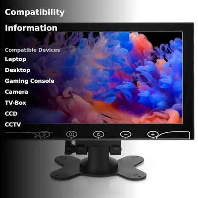 Alt view image 3 of 5 - AISHICHEN 10.1 Inch Small Monitor, Raspberry Pi Screen Built-in Speakers, Mini Display 1024 x 600, 60 Hz, 5ms, IPS Screen Display w/Remote Control, HDMI VGA AV BNC Input, Computer Monitor