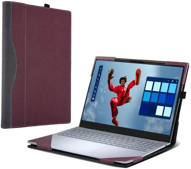 Main image of Laptop Case for Dell 16 Plus DB16250 DB16255|16 Plus 2-in-1 DB06250 [Not Other Models] All Inclusive Drop Case 16" PU Leather Protective Laptop Bag Detachable Shell (Wine red)
