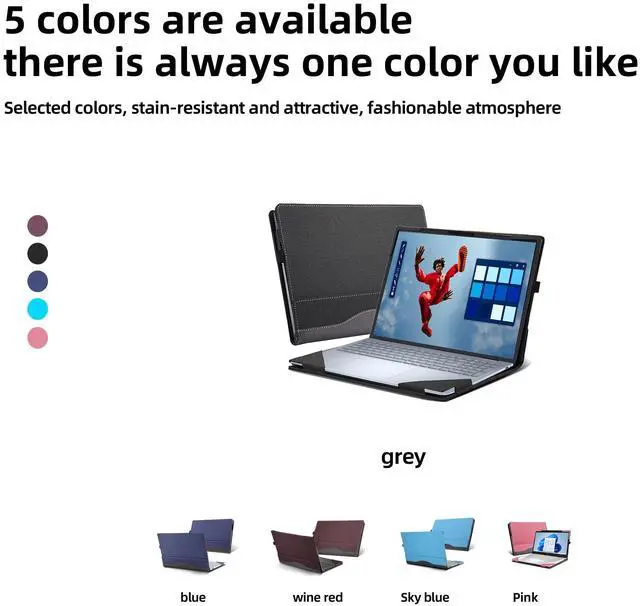 Alt view image 5 of 5 - Laptop Case for Dell 16 Plus DB16250 DB16255|16 Plus 2-in-1 DB06250 [Not Other Models] All Inclusive Drop Case 16" PU Leather Protective Laptop Bag Detachable Shell (Wine red)