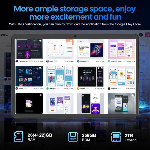 Alt view image 3 of 5 - 10 Inch Android 15 Tablet with Keyboard, 26GB RAM+256GB ROM(2TB Expand), 2-in-1 Tablet with 8000mAh Battery, 2.4G/5G WiFi, Widevine L1, Dual Camera, Split Screen, Mouse, Stylus, Case(Green Case)