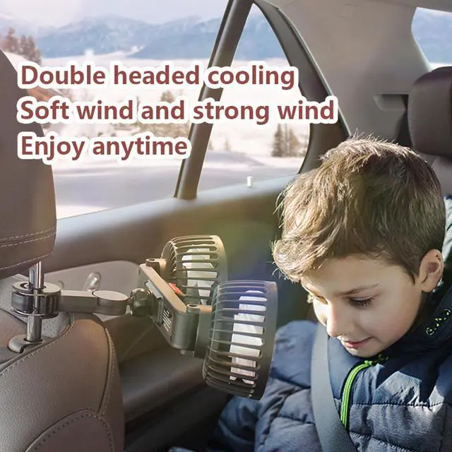 Alt view image 4 of 5 - Fan for Car Back Seat, 2025 New Dual Head Car Fans that Blow Cold Air, USB Fans for Backseat, Adjustable Clip Vehicles Rear Seat Air Fan for Sedan SUV RV, Cars Cooling for Backseat