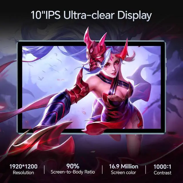 Alt view image 3 of 5 - FEEDOGEE Android Tablet, 10 inch IPS Touchscreen with Case, Android 15 with Octa-core Processor, 12GB RAM 256GB ROM Tablet with Keyboard, 8000mAh Battery, 5MP+13MP Dual Camera, Type-C Port, Blue