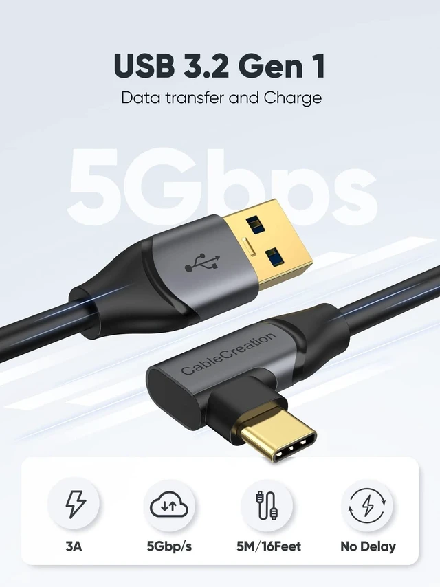 Alt view image 3 of 5 - CableCreation 16-Feet USB to USB-C 3.1 Cable, VR Headset Accessory,5 Gbps