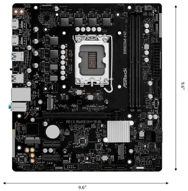 Alt view image 5 of 5 - ASRock B860M H2 DDR5 up to 8333+ (OC) MHz 128GB M.2 B860 LGA1851 Micro ATX Motherboard Intel Core Ultra (Series 2) BIOS Flashback SATA3 6.0 Gb/s