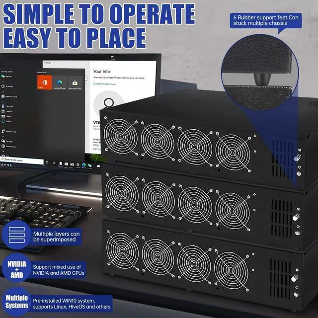 SUOHUI GPU Mining Rig Complete Mining Server Case for Ethereum/ETH ...