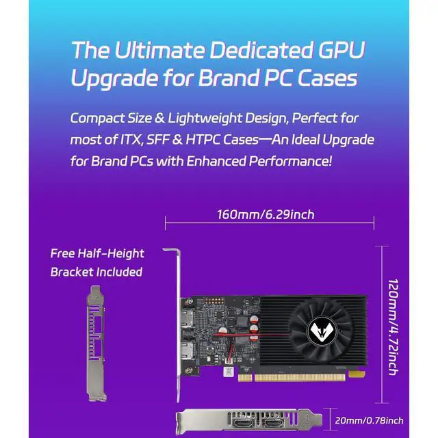 Alt view image 4 of 5 - MOUGOL AMD Radeon R7 350 4GB Low Profile Graphics Card, Dual HDMI Ports, 4GB GDDR3 128-Bit, SFF Half-Height Video Card for Slim Desktop PC, Support Windows 10/8.1/7 (Not Compatible with Win11) GPU