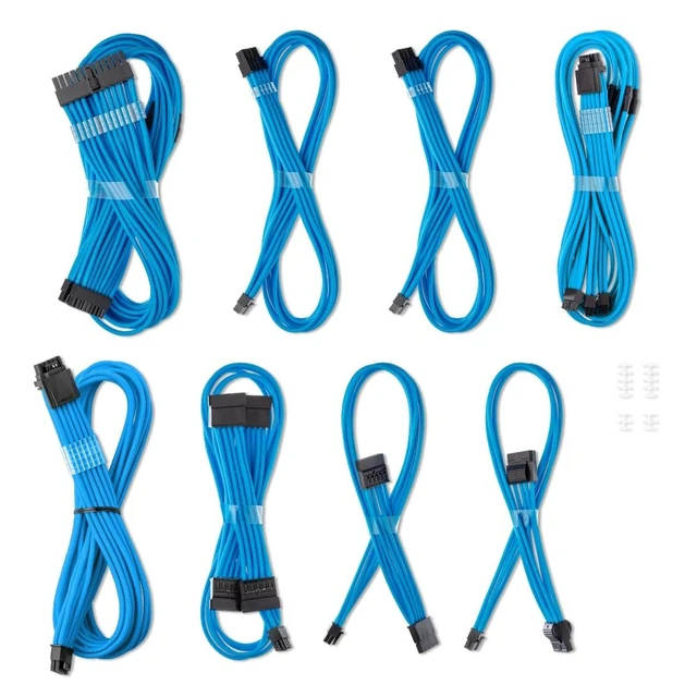 Alt view image 4 of 4 - CableMod Pro ModMesh Sleeved Dual 12V-2x6 Cable Kit for EVGA (Light Blue)