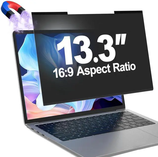 Main image of Verponity Magnetic Laptop Privacy Screen Filter 13.3 Inch for 16:9 Computer Monitor, Removable Anti Blue Light Privacy Shield, Anti-Glare Protector Compatible with Dell Hp Asus Lenovo