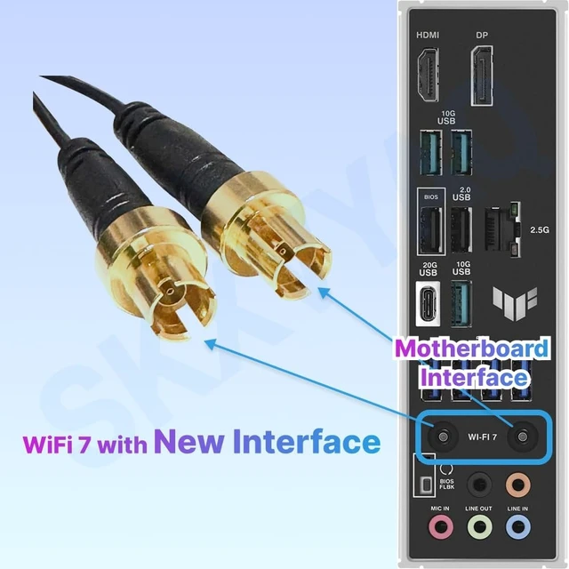 Alt view image 5 of 5 - WiFi 7 Antenna 2.4/5/6G Dual WiFi 6E for ASUS Maximus Z890,ROG Strix Z890-I