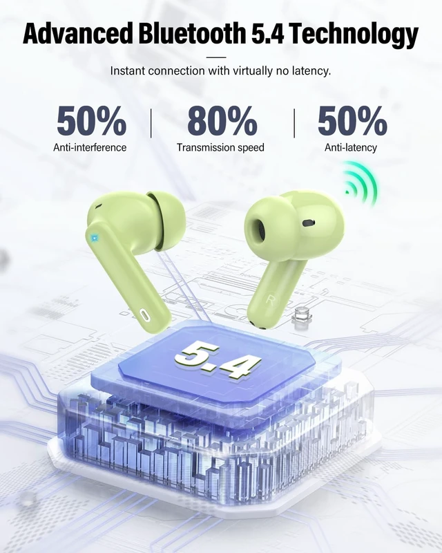 Alt view image 4 of 5 - True Wireless Earbuds Bluetooth Headphones HiFi Stereo Ear Bud,Spring Green