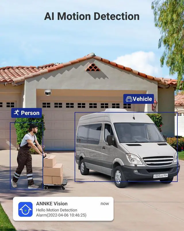 Alt view image 4 of 5 - ANNKE FCD600 PoE Security Camera Outdoor with Dual-Lens 180 Filed of View, 6MP IP Surveillance Camera Support Color Night Vision, Person/Vehicle Detection, Two-Way Talk, Built-in SD Card Slot
