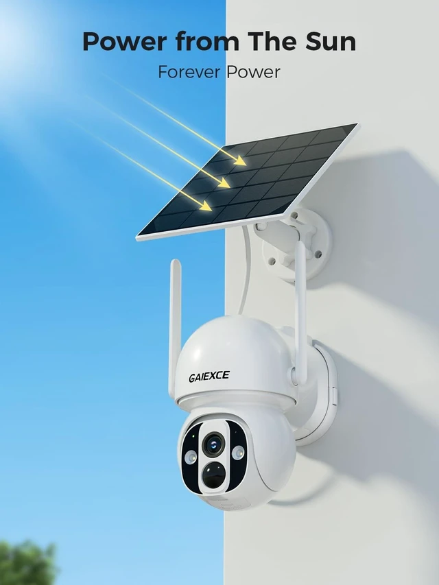 Alt view image 4 of 5 - GAIEXCE 2K Solar Security Camera Wireless Outdoor, 4MP HD Resolution, PIR/AI HumanDetection, 360 View Pan/Tilt, Colorful Night Vision, Two-Way Audio, 2.4G/5G WiFi
