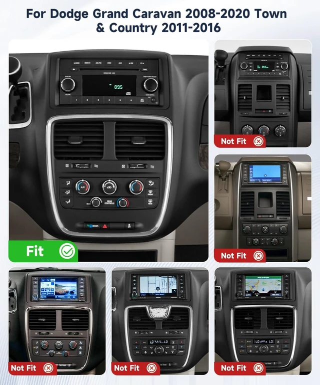 Alt view image 2 of 5 - 8Core 4+64G Car Stereo for Dodge Grand Caravan 08-20 Chrysler Town & Country 11-16 Wireless Carplay Android Auto,10.1" QLED Touch Screen Radio,Android13/GPS/WiFi/32EQ DSP/63UI/BT5.0/SWC/Backup