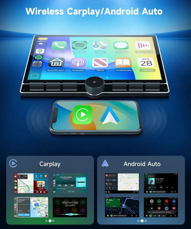 Alt view image 4 of 5 - 8Core 4+64G Car Stereo for Dodge Grand Caravan 08-20 Chrysler Town & Country 11-16 Wireless Carplay Android Auto,10.1" QLED Touch Screen Radio,Android13/GPS/WiFi/32EQ DSP/63UI/BT5.0/SWC/Backup