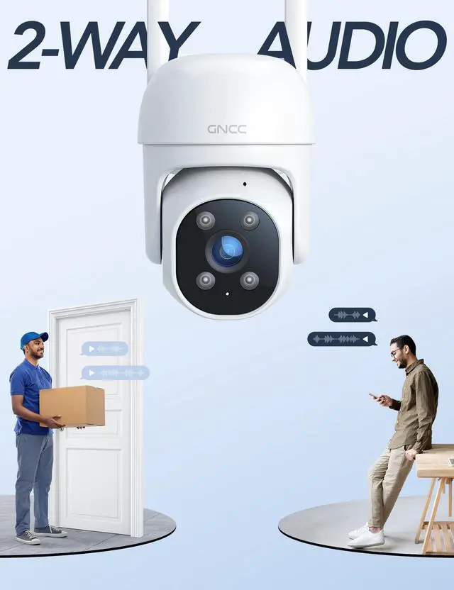 Alt view image 5 of 5 - GNCC 1080P Outdoor Security Camera, 360 PTZ 2.4GHz WiFi Plug-in Cam(2-Pack)