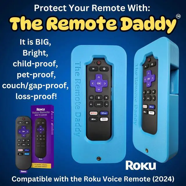 Alt view image 2 of 5 - The Remote Daddy - Stops Dog Chewing ^^ Kid-Proof ^^ Locks Battery Compartment ^^ Shock-Absorbing Remote Cover ^^ Prevents Remote Loss ^^ Protective Case for Roku Voice Remote