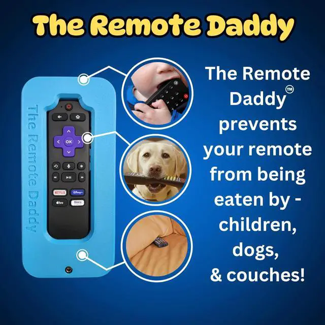 Alt view image 3 of 5 - The Remote Daddy - Stops Dog Chewing ^^ Kid-Proof ^^ Locks Battery Compartment ^^ Shock-Absorbing Remote Cover ^^ Prevents Remote Loss ^^ Protective Case for Roku Voice Remote