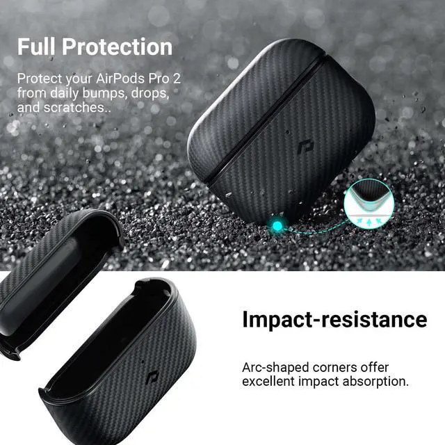 Alt view image 4 of 5 - PITAKA for AirPods Pro 2 Case, Slim-Fit Shockproof Protective AirPods Pro 2nd Generation Case, Compatible with MagSafe, 600D Aramid Fiber Made