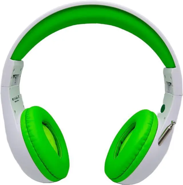 Alt view image 4 of 5 - KQEC FM Radio Headphones Adjustable with Pull-Out Antenna - Portable Personal Radio for Walking Jogging Relaxing ^^ Battery Powered ^^ 2 AA Batteries Not Included (White & Lime Green)
