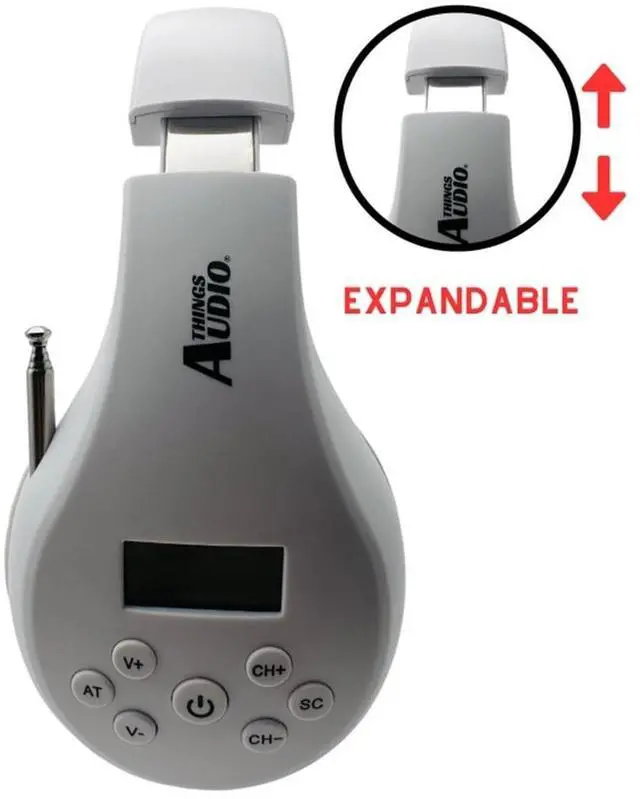 Alt view image 2 of 5 - KQEC FM Radio Headphones Adjustable with Pull-Out Antenna - Portable Personal Radio for Walking Jogging Relaxing ^^ Battery Powered ^^ 2 AA Batteries Not Included (White & Lime Green)