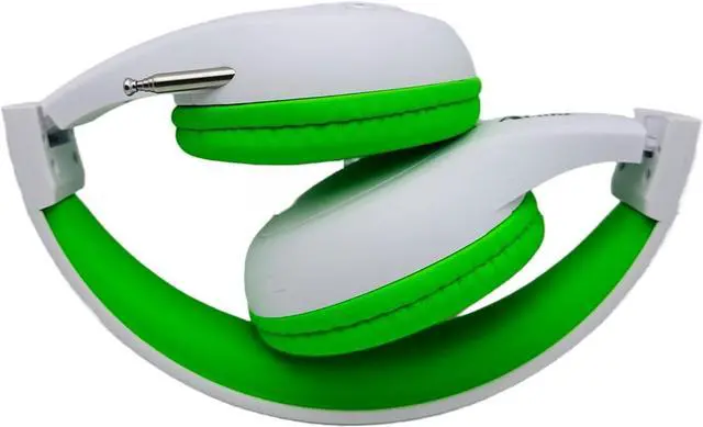 Alt view image 3 of 5 - KQEC FM Radio Headphones Adjustable with Pull-Out Antenna - Portable Personal Radio for Walking Jogging Relaxing ^^ Battery Powered ^^ 2 AA Batteries Not Included (White & Lime Green)