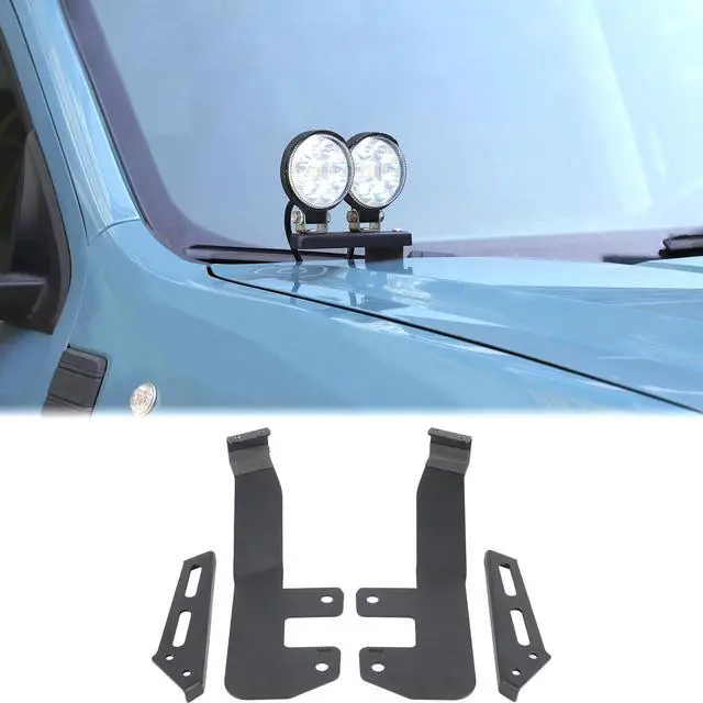 Main image of Car Hood Light Mount Antenna Holder Compatible with Ford Maverick 2022-2026, Front Hood Hinge Ditch Light Antenna Mounting Brackets LED Spotlight Work Light Antenna Searchlight Metal Base Accessories
