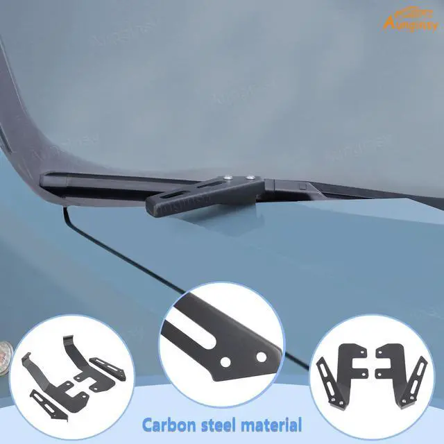 Alt view image 4 of 5 - Car Hood Light Mount Antenna Holder Compatible with Ford Maverick 2022-2026, Front Hood Hinge Ditch Light Antenna Mounting Brackets LED Spotlight Work Light Antenna Searchlight Metal Base Accessories