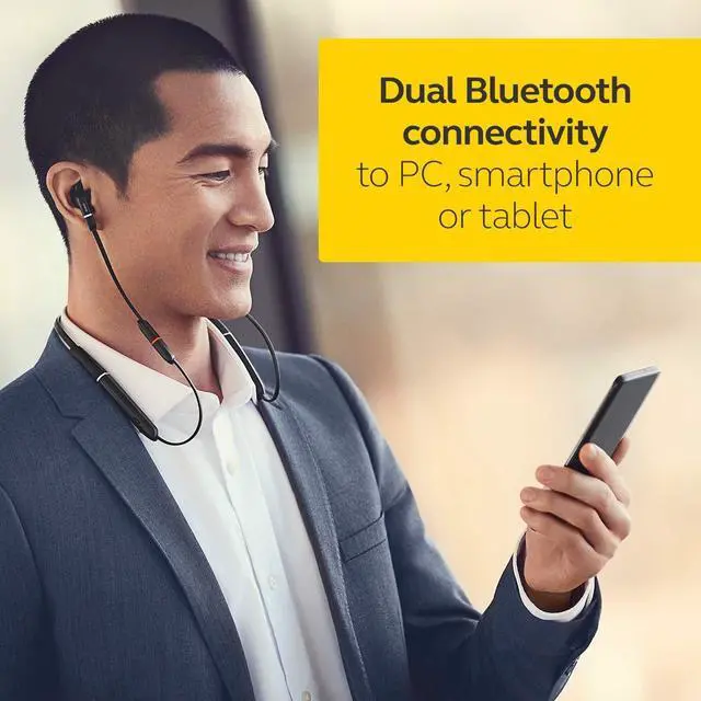 Alt view image 5 of 5 - Jabra Evolve 65e Wireless Neckband Headset, Link 370, MS-Optimized Bluetooth Headset with up to 13 Hours of Battery Life Superior Sound for Calls and Music