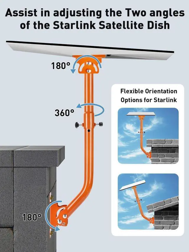 Alt view image 5 of 5 - Starlink Gen 3 Mount kit 360Adjustable V3 Starlink Wall Mountwith Pipe Adapter for Gen3 StarlinkInternet Kit Satellite Easy InstallationWeather Resistant Secure Stable Deal for Roof Pole Mounting