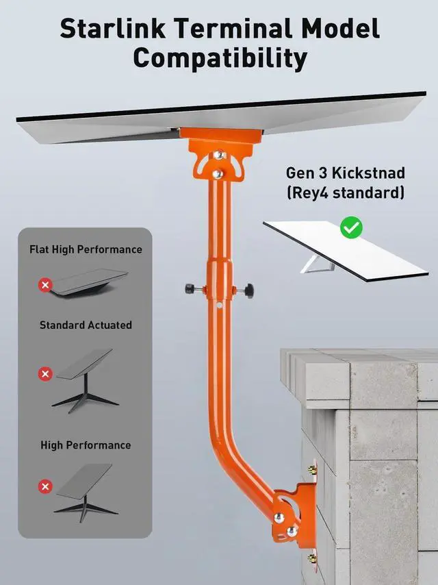 Alt view image 2 of 5 - Starlink Gen 3 Mount kit 360Adjustable V3 Starlink Wall Mountwith Pipe Adapter for Gen3 StarlinkInternet Kit Satellite Easy InstallationWeather Resistant Secure Stable Deal for Roof Pole Mounting