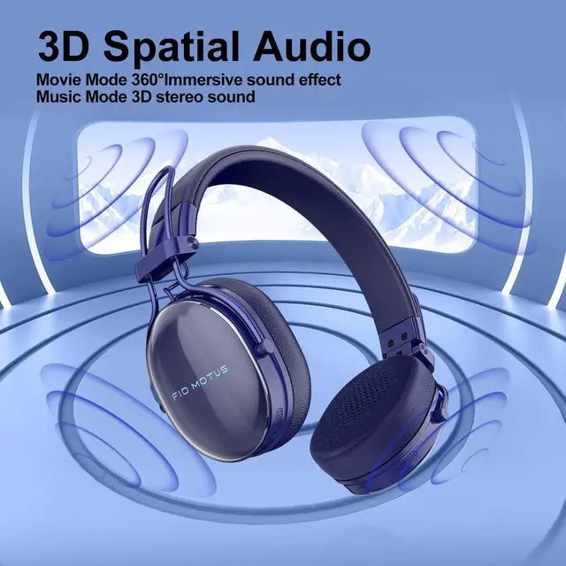 Alt view image 3 of 5 - FIO MOTUS Wireless Bluetooth On-Ear Headphones:with Active Noise Cancellation - Hi Res Sound Up to 55H Battery Life, Lightweight, Comfortable, Foldable Design