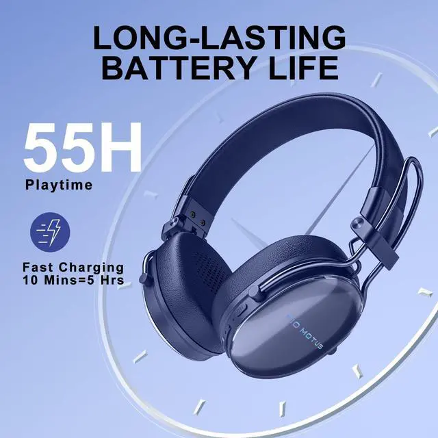 Alt view image 4 of 5 - FIO MOTUS Wireless Bluetooth On-Ear Headphones:with Active Noise Cancellation - Hi Res Sound Up to 55H Battery Life, Lightweight, Comfortable, Foldable Design